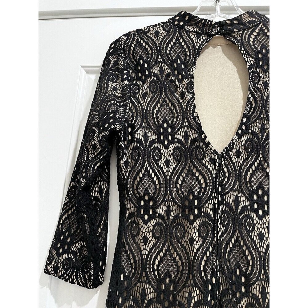 Crystal Doll Y2K Black lace open keyhole back cocktail dress evening party small - Picture 9 of 10